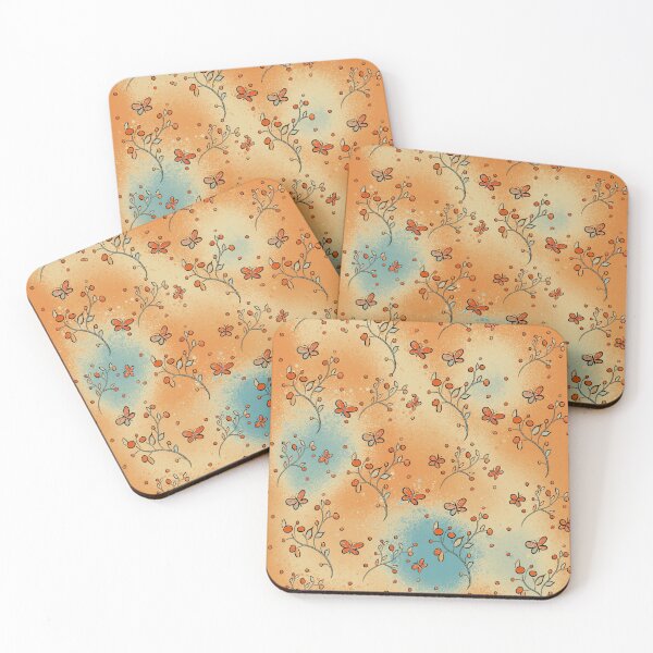 Item preview, Orange Butterfly Floral Pattern - Warm Gradient Illustration designed and sold by TheArtOfTreble.
