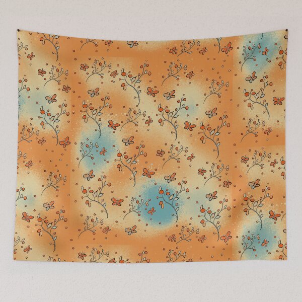 Item preview, Orange Butterfly Floral Pattern - Warm Gradient Illustration designed and sold by TheArtOfTreble.