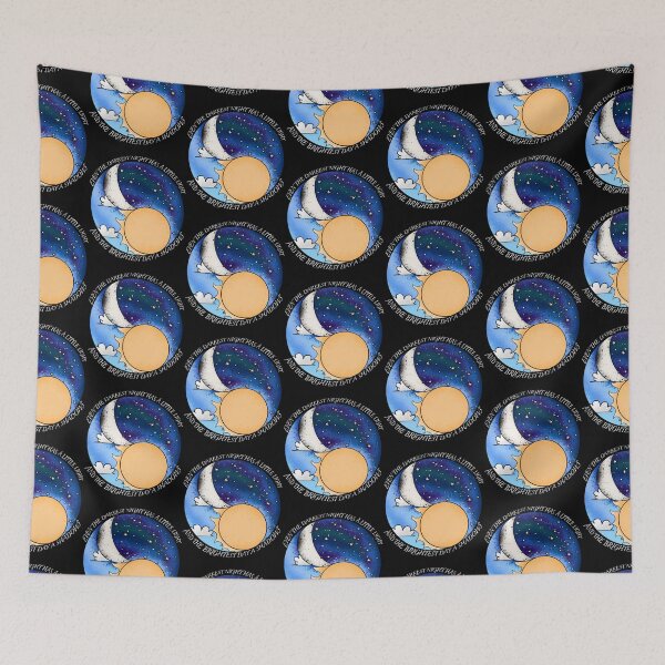 Item preview, Even the Darkest Night Has Light - Yin Yang Moon Sun Quote Illustration designed and sold by TheArtOfTreble.