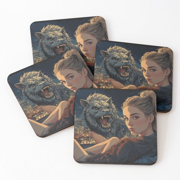 Item preview, epic art, stunning girl posing for a photoshoot with a beast wolf designed and sold by Design Repo.