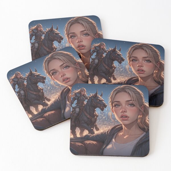 Item preview, epic art, stunning blonde girl posing for a photoshoot with dream knight designed and sold by Design Repo.