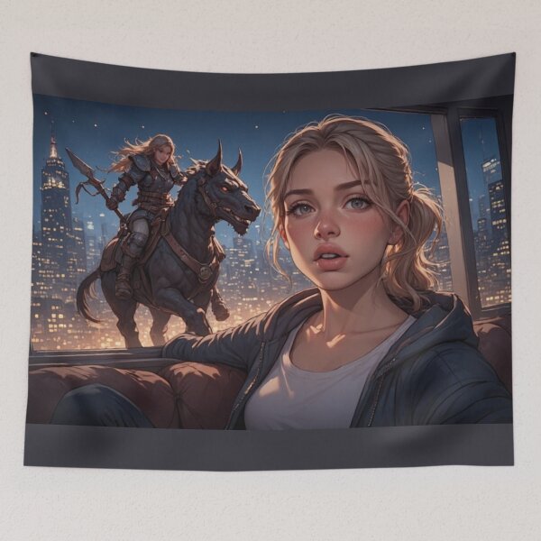 Item preview, epic art, stunning blonde girl posing for a photoshoot with dream knight designed and sold by Design Repo.