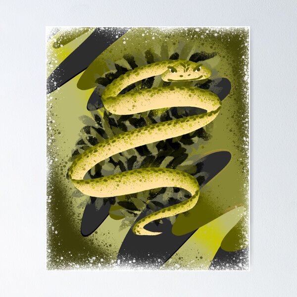 Item preview, Psychedelic Green Snake Coil - Vibrant Reptile Illustration designed and sold by TheArtOfTreble.