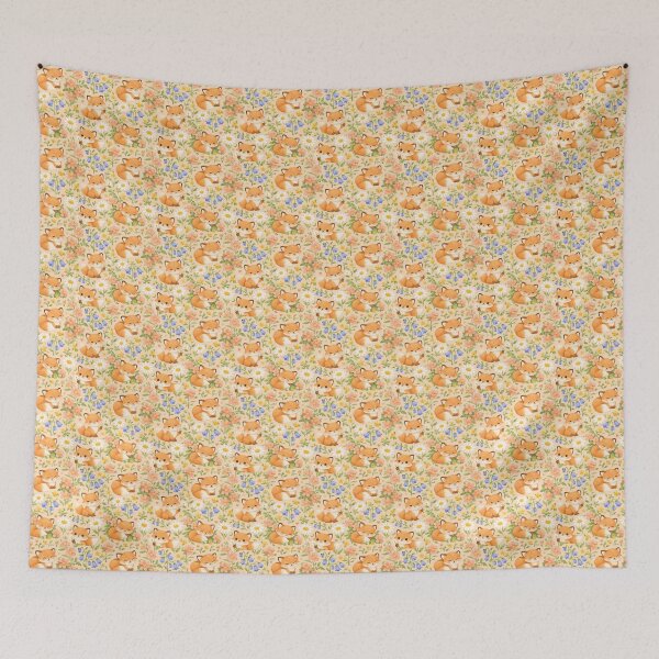Item preview, Cute Fox Floral Pattern designed and sold by Victoria Riabov.