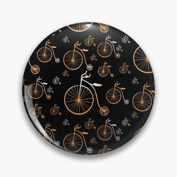Item preview, Vintage Penny Farthing Bicycle Pattern - Gold on Black Seamless Illustration designed and sold by TheArtOfTreble.