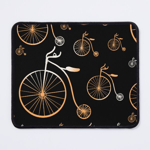 Item preview, Vintage Penny Farthing Bicycle Pattern - Gold on Black Seamless Illustration designed and sold by TheArtOfTreble.