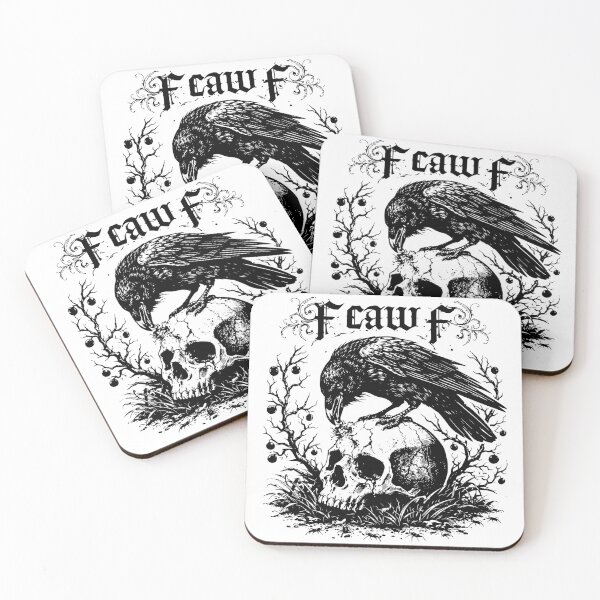 Item preview, F Caw F Gothic Raven on Skull Dark Macabre Art designed and sold by Imaginationbeyond.