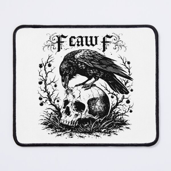 Item preview, F Caw F Gothic Raven on Skull Dark Macabre Art designed and sold by Imaginationbeyond.