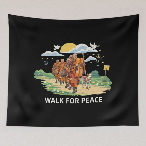Item preview, Walk for Peace Monks with Aloka Dog Mindfulness  designed and sold by CristHuds.
