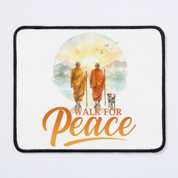 Item preview, Walk for Peace Monks with Aloka Dog Minimalist Zen Art designed and sold by CristHuds.