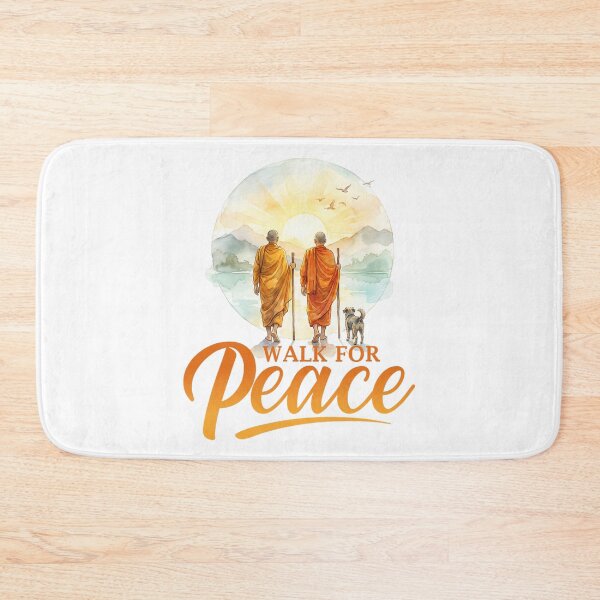 Item preview, Walk for Peace Monks with Aloka Dog Minimalist Zen Art designed and sold by CristHuds.