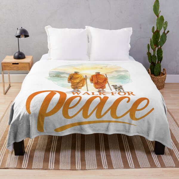 Item preview, Walk for Peace Monks with Aloka Dog Minimalist Zen Art designed and sold by CristHuds.