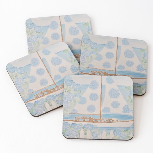 Item preview, Blue Hydrangea Coastal Cottage Art Print designed and sold by Tiki Cove.