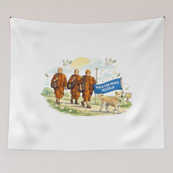Item preview, Walk for Peace Monks with Aloka Dog  designed and sold by CristHuds.