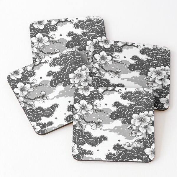 Item preview, Japanese Cherry Blossom & Ink Clouds Aesthetic Pattern designed and sold by Jimakmo.