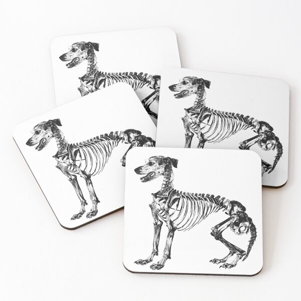 Item preview, Dog Skeleton Anatomy – Black and White Gothic X-Ray Style Illustration designed and sold by inkoutninja.
