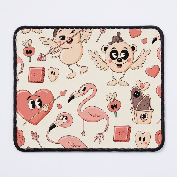 Item preview, Cute Flamingo Valentine's Day Pattern | Kawaii Hearts Cupids designed and sold by Midnight Veil Designs.