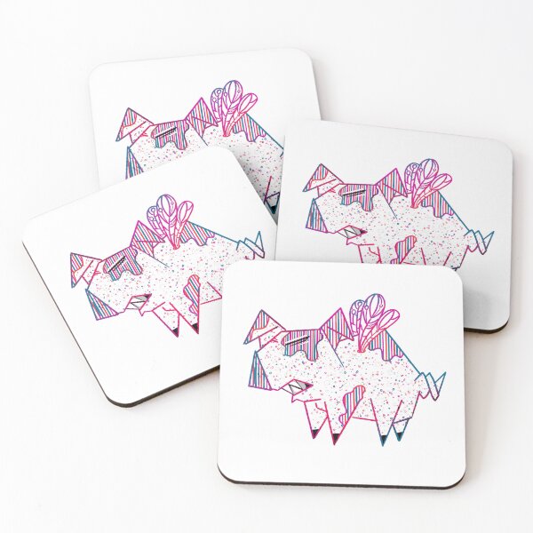Item preview, Cerdo geométrico de neón - Ilustración psicodélica kawaii a rayas designed and sold by TheArtOfTreble.