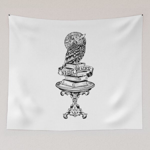 Item preview, Night Reader Owl - Wise Book Lover Vintage Illustration designed and sold by Urban Muse And Sultry Hues.