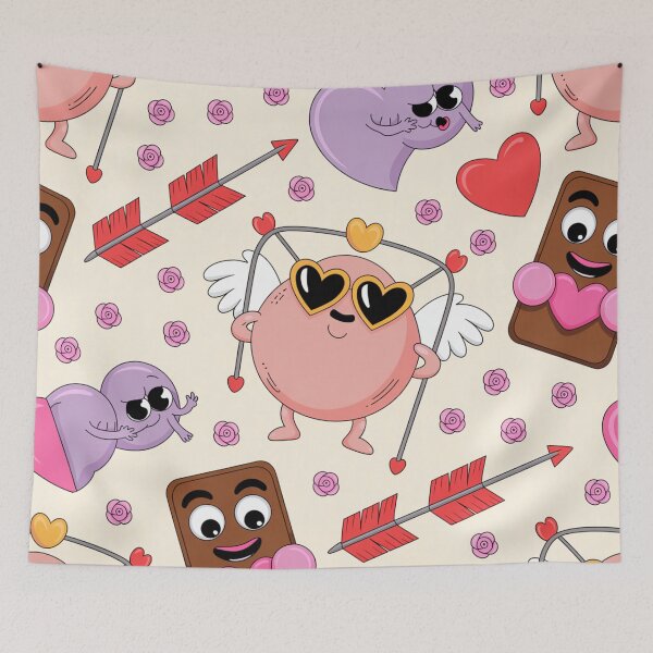 Item preview, Cute Kawaii Valentine's Day Pattern | Heart Sunglasses Cupid designed and sold by Midnight Veil Designs.