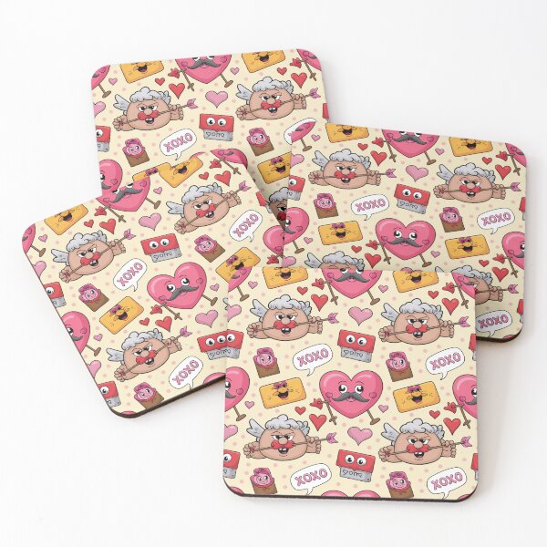 Item preview, Funny Mustache Cupid Valentine's Day Pattern | XOXO Kawaii Hearts designed and sold by Midnight Veil Designs.