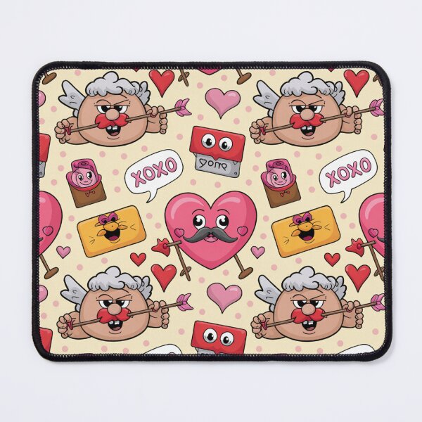 Item preview, Funny Mustache Cupid Valentine's Day Pattern | XOXO Kawaii Hearts designed and sold by Midnight Veil Designs.