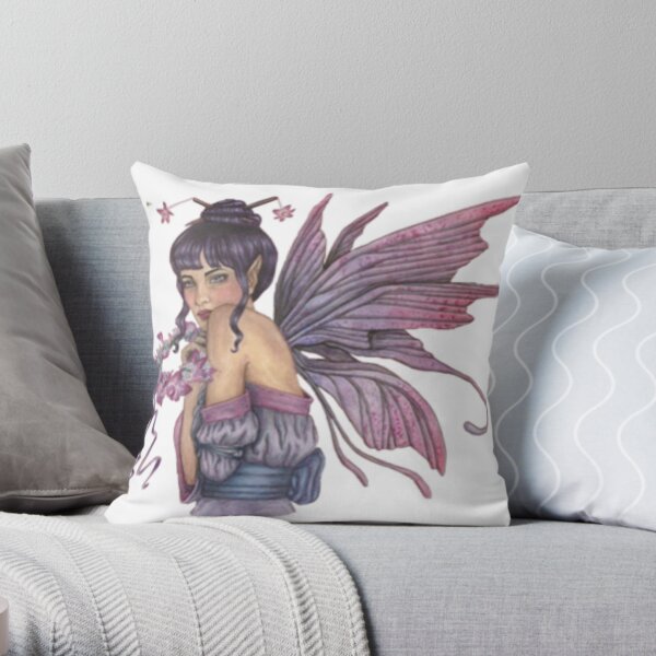 Vintage Purple Fairy Throw Pillow