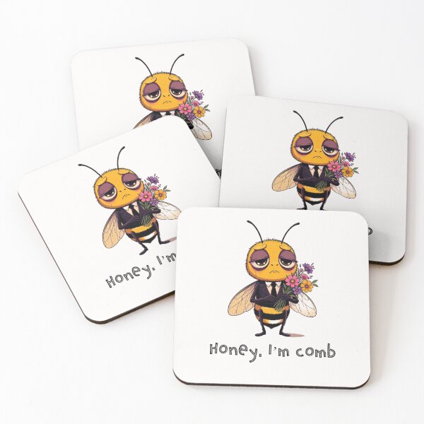 Item preview, Funny Bee Pun Honey I’m Comb – Cute Tired Bee With Flowers | Beekeeper Gift Humor Design designed and sold by DDTees91.