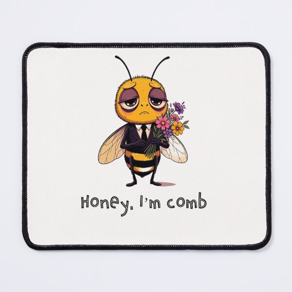 Item preview, Funny Bee Pun Honey I’m Comb – Cute Tired Bee With Flowers | Beekeeper Gift Humor Design designed and sold by DDTees91.