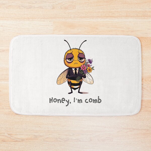 Item preview, Funny Bee Pun Honey I’m Comb – Cute Tired Bee With Flowers | Beekeeper Gift Humor Design designed and sold by DDTees91.