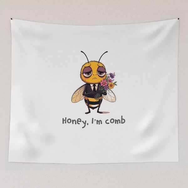 Item preview, Funny Bee Pun Honey I’m Comb – Cute Tired Bee With Flowers | Beekeeper Gift Humor Design designed and sold by DDTees91.