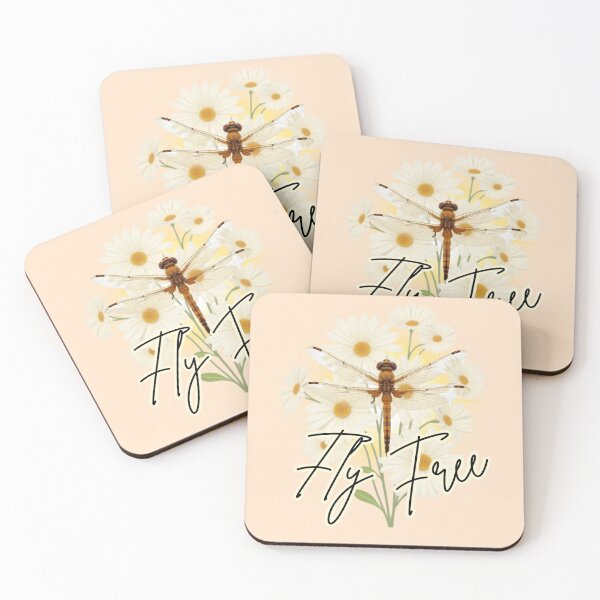 Item preview, Fly Free: Golden Dragonfly & Daisies designed and sold by PriyaMagic.