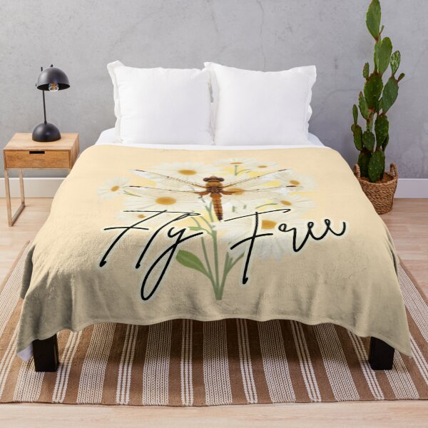 Item preview, Fly Free: Golden Dragonfly & Daisies designed and sold by PriyaMagic.