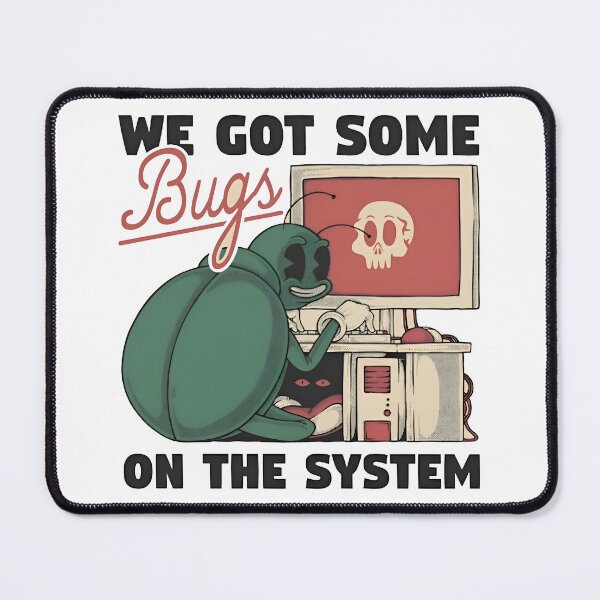 Item preview, We Got Some Bugs On The System Funny Retro Cartoon designed and sold by Zenith Design.
