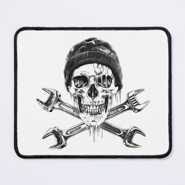 Item preview, Mexican Skull With Sombrero and Mustache – Dia de los Muertos Black and White Art designed and sold by inkoutninja.