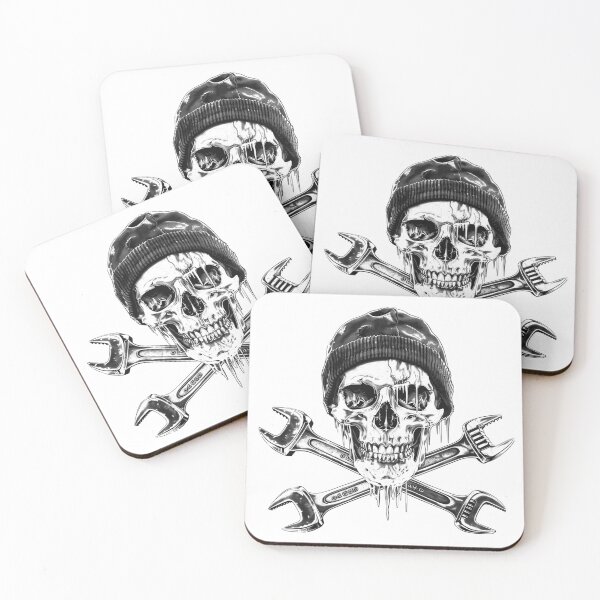 Item preview, Mexican Skull With Sombrero and Mustache – Dia de los Muertos Black and White Art designed and sold by inkoutninja.