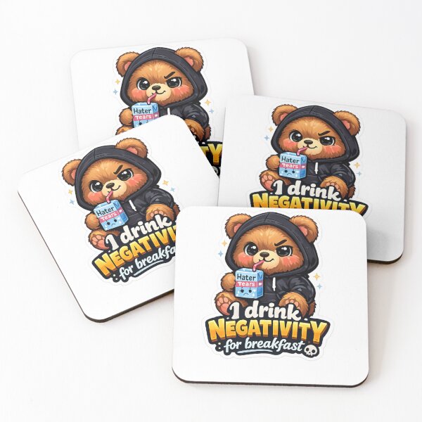 Item preview, Cute Savage Teddy Bear Drinking Hater Tears – Funny Sassy Hoodie Aesthetic Sticker designed and sold by ZekoStick.