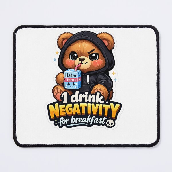 Item preview, Cute Savage Teddy Bear Drinking Hater Tears – Funny Sassy Hoodie Aesthetic Sticker designed and sold by ZekoStick.