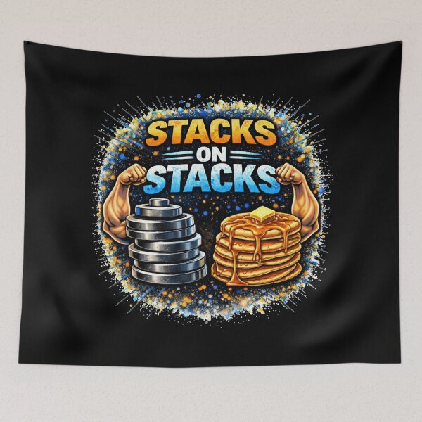 Item preview, Stacks on Stacks Gym Humor Food Fitness Design designed and sold by Wolf Garage.
