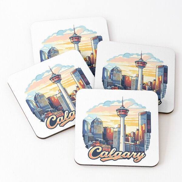 Item preview, Calgary Alberta Canada Travel Badge Sticker designed and sold by Stripe Wall Studio.