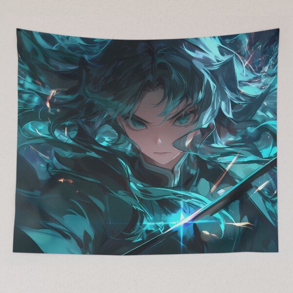 Item preview, Muichiro Tokito Demon Slayer Teal Mist Cinematic Glow designed and sold by TanglenRabbit.