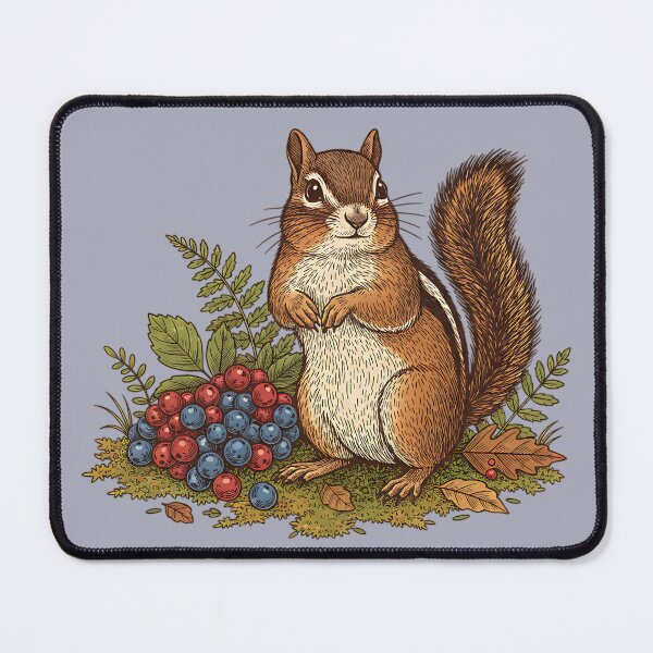 Item preview, Chipmunk Gathering Forest Berries designed and sold by BirdsnStuff.