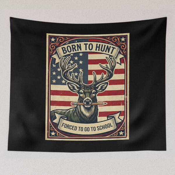 Item preview, Camo Deer Hunting Boy Men Born Hunt Forced Go School Funny designed and sold by THREE LITTLE BEANS.