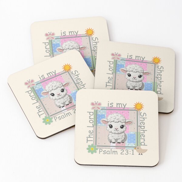 Item preview, The Lord is my Shepherd, Cute Sheep, Psalm 231, Grandma Core,  Lamb, Patchwork  Embroidery designed and sold by Forevermore.