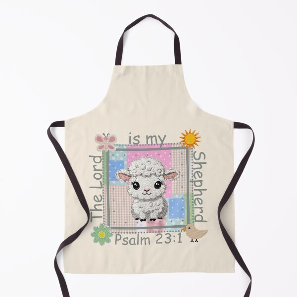 Item preview, The Lord is my Shepherd, Cute Sheep, Psalm 231, Grandma Core,  Lamb, Patchwork  Embroidery designed and sold by Forevermore.