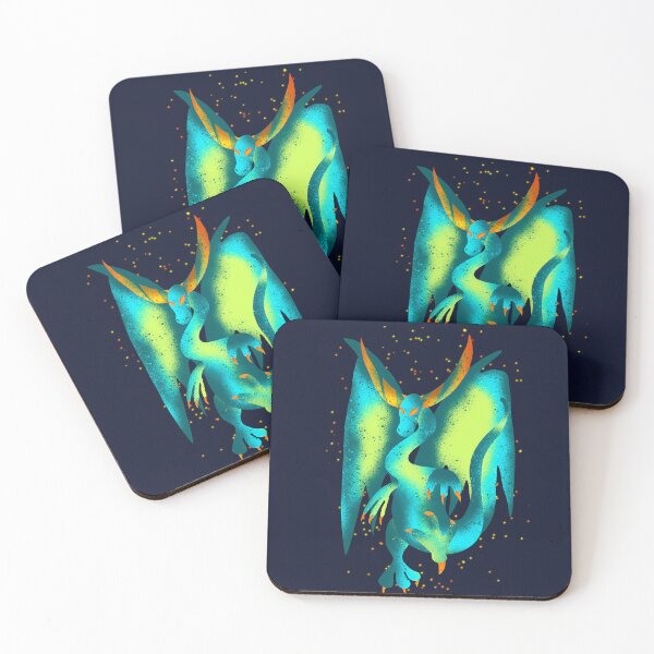 Item preview, Teal Psychedelic Dragon - Glowing Fantasy Illustration designed and sold by TheArtOfTreble.