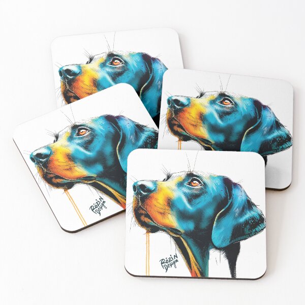 Item preview, Side Profile Labrador – Blue Orange Ink Splash Portrait designed and sold by Rozin-Design.