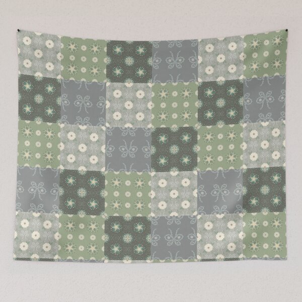 Item preview, Sage Green Floral Patchwork Pattern designed and sold by July clover bloom 426.