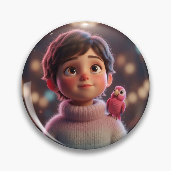 Item preview, Little Dreamer – Cute 3D Child with Pink Parrot designed and sold by TrendTonic1.