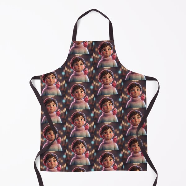 Item preview, Little Dreamer – Cute 3D Child with Pink Parrot designed and sold by TrendTonic1.